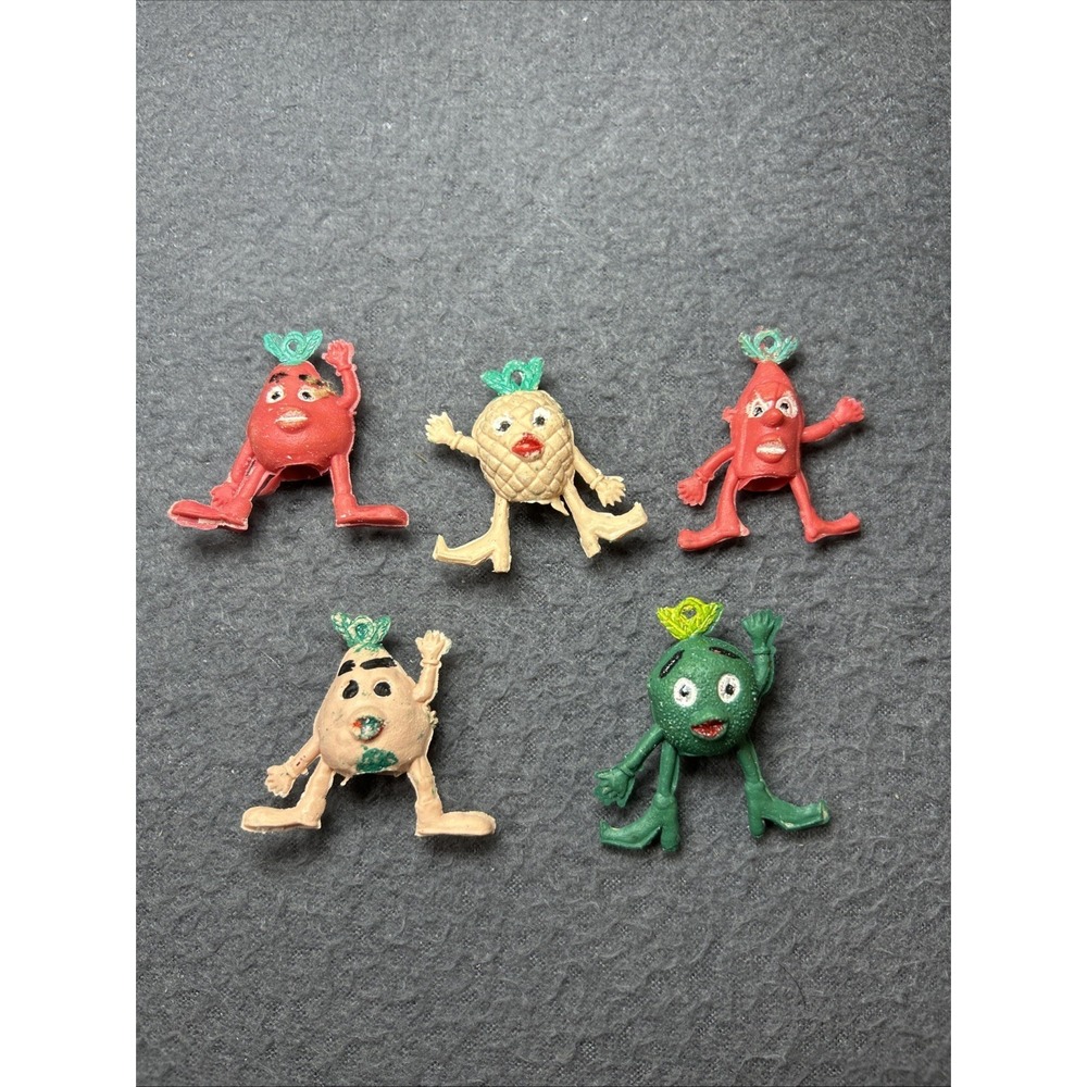 Munch Bunch Fruit & Vegetable Figure Pencil Toppers Lot of 5 Vintage 70s
